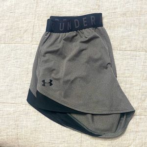 Black and gray UA athletic shorts